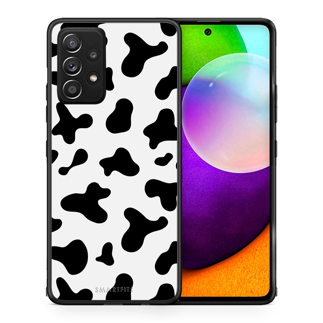 Θήκη Samsung Galaxy A52 Cow Print από τη Smartfits με σχέδιο στο πίσω μέρος και μαύρο περίβλημα | Samsung Galaxy A52 Cow Print case with colorful back and black bezels