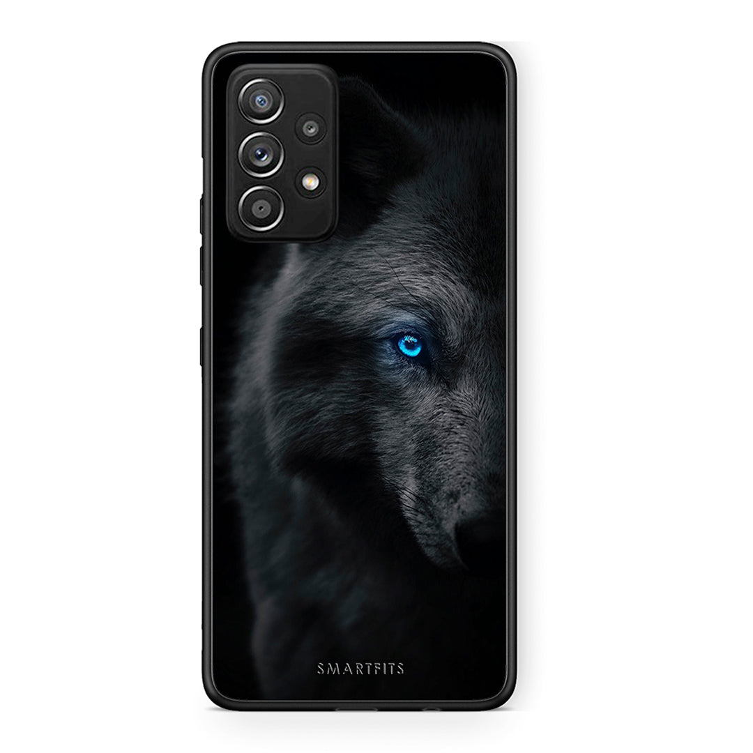 Samsung Galaxy A52 Dark Wolf θήκη από τη Smartfits με σχέδιο στο πίσω μέρος και μαύρο περίβλημα | Smartphone case with colorful back and black bezels by Smartfits
