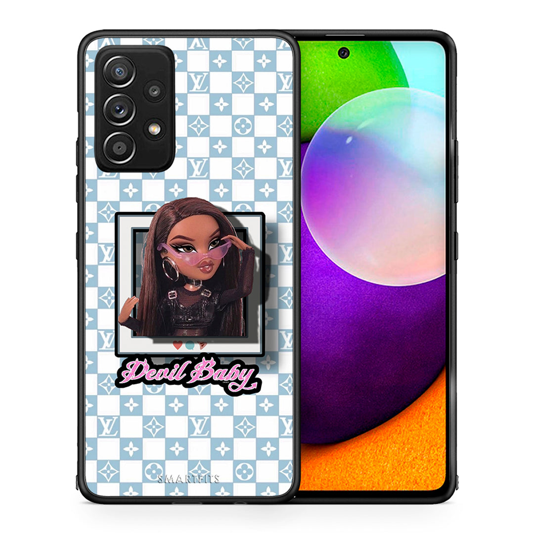 Θήκη Αγίου Βαλεντίνου Samsung Galaxy A52 Devil Baby από τη Smartfits με σχέδιο στο πίσω μέρος και μαύρο περίβλημα | Samsung Galaxy A52 Devil Baby case with colorful back and black bezels