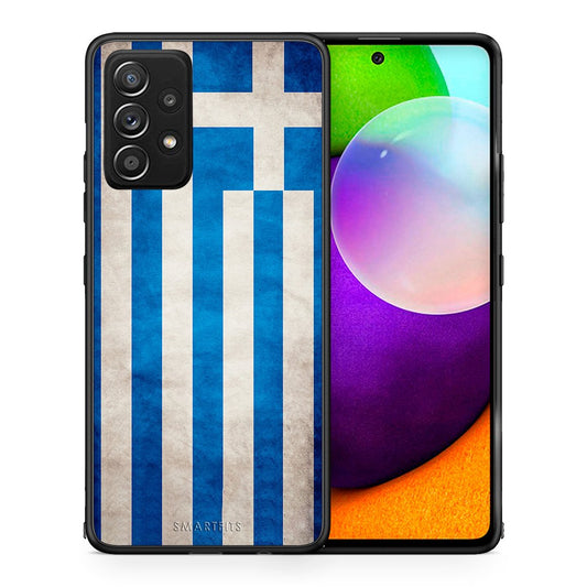 Θήκη Samsung Galaxy A52 Greek Flag από τη Smartfits με σχέδιο στο πίσω μέρος και μαύρο περίβλημα | Samsung Galaxy A52 Greek Flag case with colorful back and black bezels