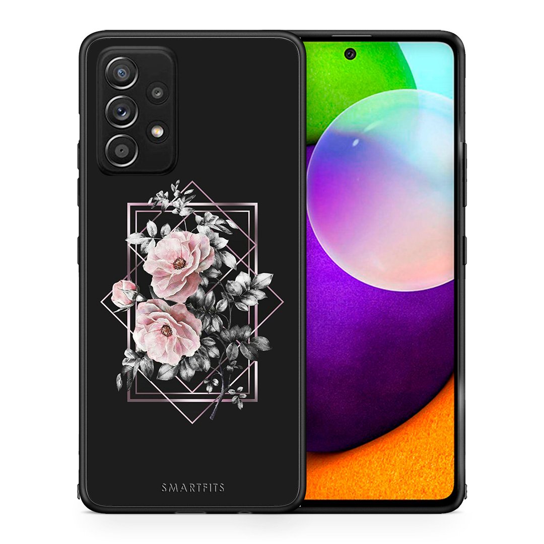 Θήκη Samsung Galaxy A52 Frame Flower από τη Smartfits με σχέδιο στο πίσω μέρος και μαύρο περίβλημα | Samsung Galaxy A52 Frame Flower case with colorful back and black bezels