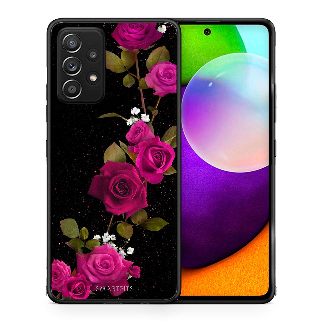Θήκη Samsung Galaxy A52 Red Roses Flower από τη Smartfits με σχέδιο στο πίσω μέρος και μαύρο περίβλημα | Samsung Galaxy A52 Red Roses Flower case with colorful back and black bezels