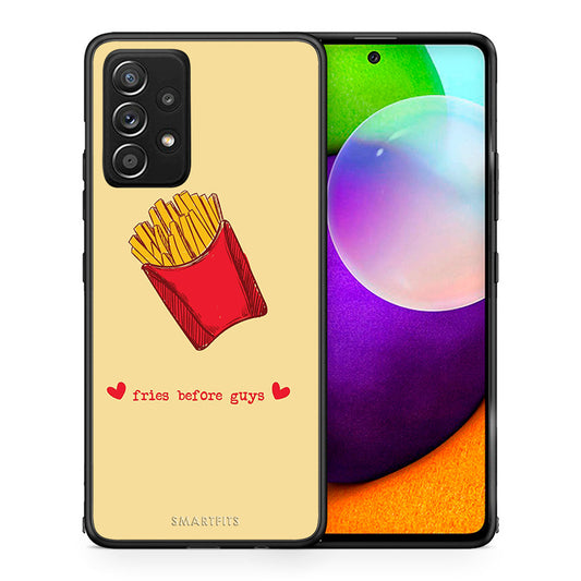 Θήκη Αγίου Βαλεντίνου Samsung Galaxy A52 Fries Before Guys από τη Smartfits με σχέδιο στο πίσω μέρος και μαύρο περίβλημα | Samsung Galaxy A52 Fries Before Guys case with colorful back and black bezels