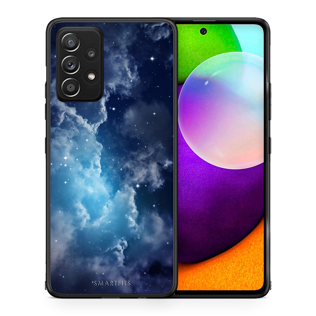Θήκη Samsung Galaxy A52 Blue Sky Galaxy από τη Smartfits με σχέδιο στο πίσω μέρος και μαύρο περίβλημα | Samsung Galaxy A52 Blue Sky Galaxy case with colorful back and black bezels