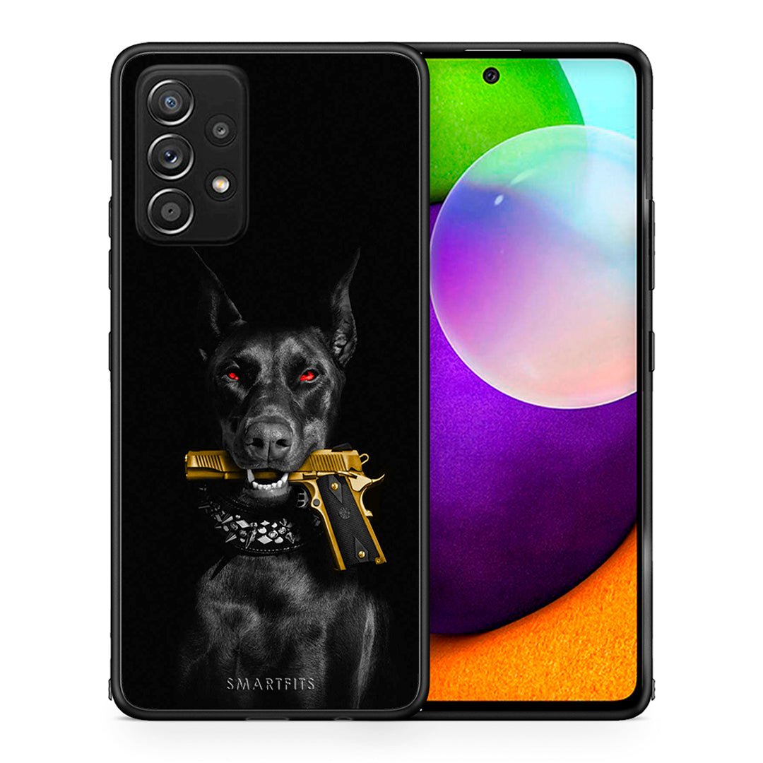 Θήκη Αγίου Βαλεντίνου Samsung Galaxy A52 Golden Gun από τη Smartfits με σχέδιο στο πίσω μέρος και μαύρο περίβλημα | Samsung Galaxy A52 Golden Gun case with colorful back and black bezels