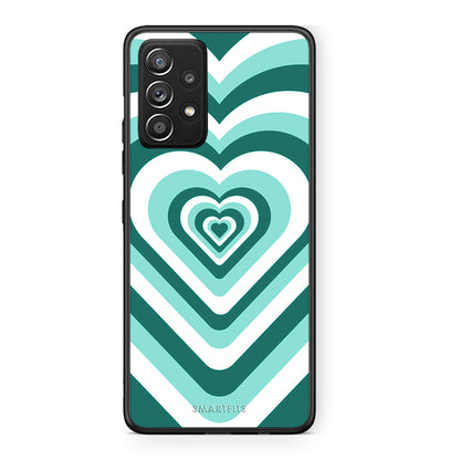 Samsung Galaxy A52 Green Hearts θήκη από τη Smartfits με σχέδιο στο πίσω μέρος και μαύρο περίβλημα | Smartphone case with colorful back and black bezels by Smartfits