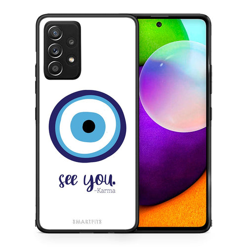 Θήκη Samsung Galaxy A52 Karma Says από τη Smartfits με σχέδιο στο πίσω μέρος και μαύρο περίβλημα | Samsung Galaxy A52 Karma Says case with colorful back and black bezels