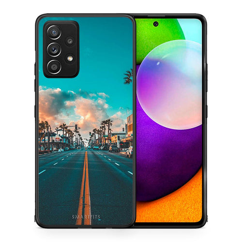Θήκη Samsung Galaxy A52 City Landscape από τη Smartfits με σχέδιο στο πίσω μέρος και μαύρο περίβλημα | Samsung Galaxy A52 City Landscape case with colorful back and black bezels