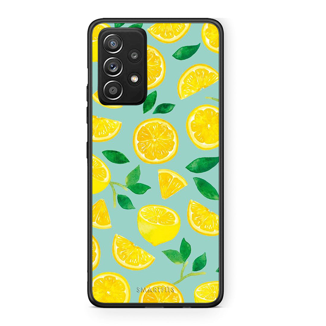 Samsung Galaxy A52 Lemons θήκη από τη Smartfits με σχέδιο στο πίσω μέρος και μαύρο περίβλημα | Smartphone case with colorful back and black bezels by Smartfits