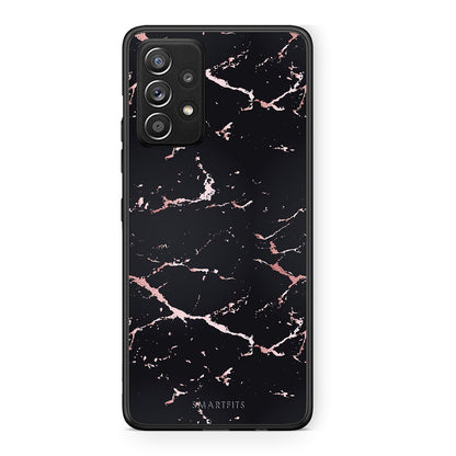 4 - Samsung Galaxy A52 Black Rosegold Marble case, cover, bumper