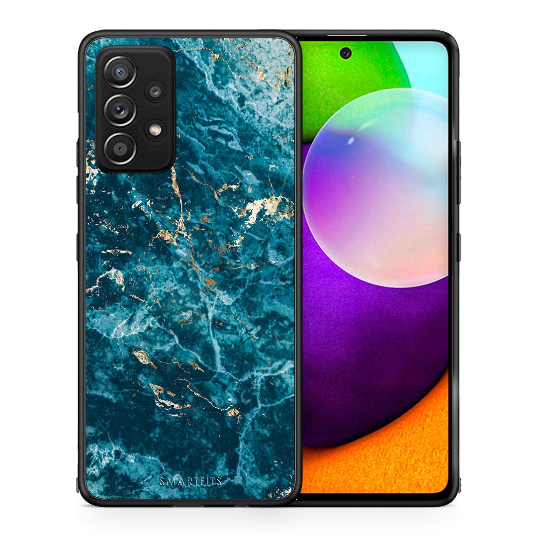 Θήκη Samsung Galaxy A52 Marble Blue από τη Smartfits με σχέδιο στο πίσω μέρος και μαύρο περίβλημα | Samsung Galaxy A52 Marble Blue case with colorful back and black bezels