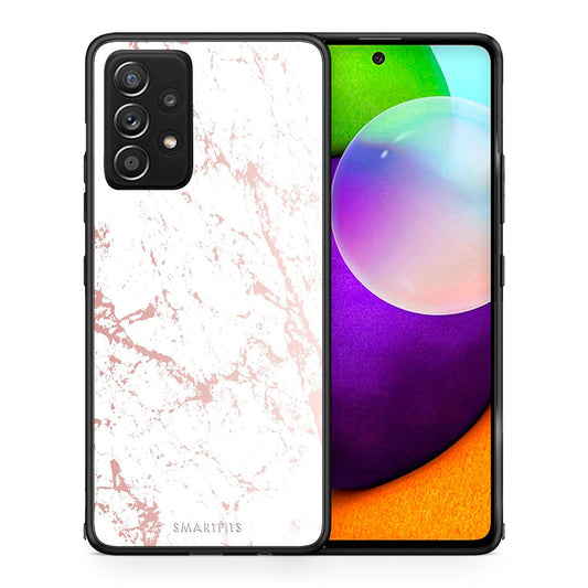 Θήκη Samsung Galaxy A52 Pink Splash Marble από τη Smartfits με σχέδιο στο πίσω μέρος και μαύρο περίβλημα | Samsung Galaxy A52 Pink Splash Marble case with colorful back and black bezels