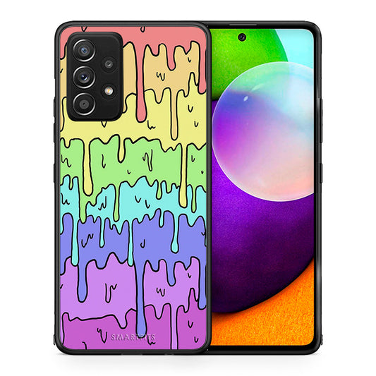 Θήκη Samsung Galaxy A52 Melting Rainbow από τη Smartfits με σχέδιο στο πίσω μέρος και μαύρο περίβλημα | Samsung Galaxy A52 Melting Rainbow case with colorful back and black bezels