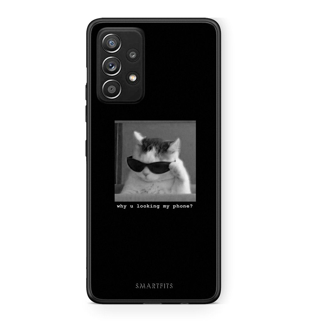 Samsung Galaxy A52 Meme Cat θήκη από τη Smartfits με σχέδιο στο πίσω μέρος και μαύρο περίβλημα | Smartphone case with colorful back and black bezels by Smartfits