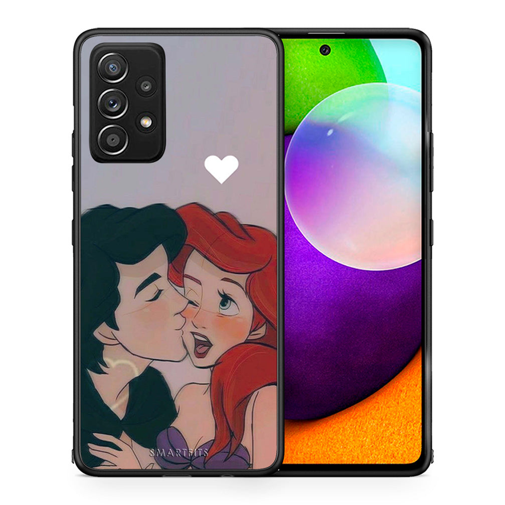 Θήκη Αγίου Βαλεντίνου Samsung Galaxy A52 Mermaid Love από τη Smartfits με σχέδιο στο πίσω μέρος και μαύρο περίβλημα | Samsung Galaxy A52 Mermaid Love case with colorful back and black bezels