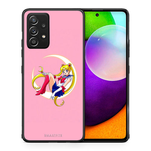 Θήκη Samsung Galaxy A52 Moon Girl από τη Smartfits με σχέδιο στο πίσω μέρος και μαύρο περίβλημα | Samsung Galaxy A52 Moon Girl case with colorful back and black bezels