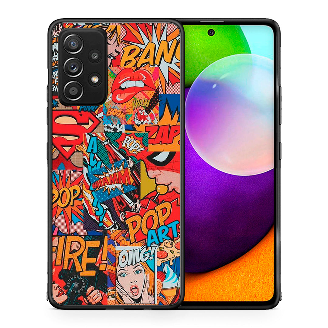 Θήκη Samsung Galaxy A52 PopArt OMG από τη Smartfits με σχέδιο στο πίσω μέρος και μαύρο περίβλημα | Samsung Galaxy A52 PopArt OMG case with colorful back and black bezels