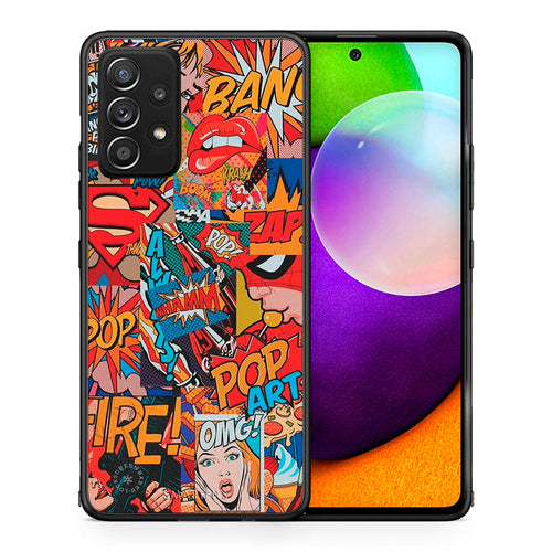 Θήκη Samsung Galaxy A52 PopArt OMG από τη Smartfits με σχέδιο στο πίσω μέρος και μαύρο περίβλημα | Samsung Galaxy A52 PopArt OMG case with colorful back and black bezels
