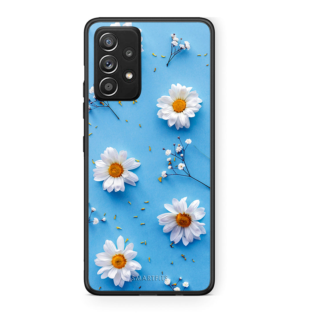 Samsung Galaxy A52 Real Daisies θήκη από τη Smartfits με σχέδιο στο πίσω μέρος και μαύρο περίβλημα | Smartphone case with colorful back and black bezels by Smartfits