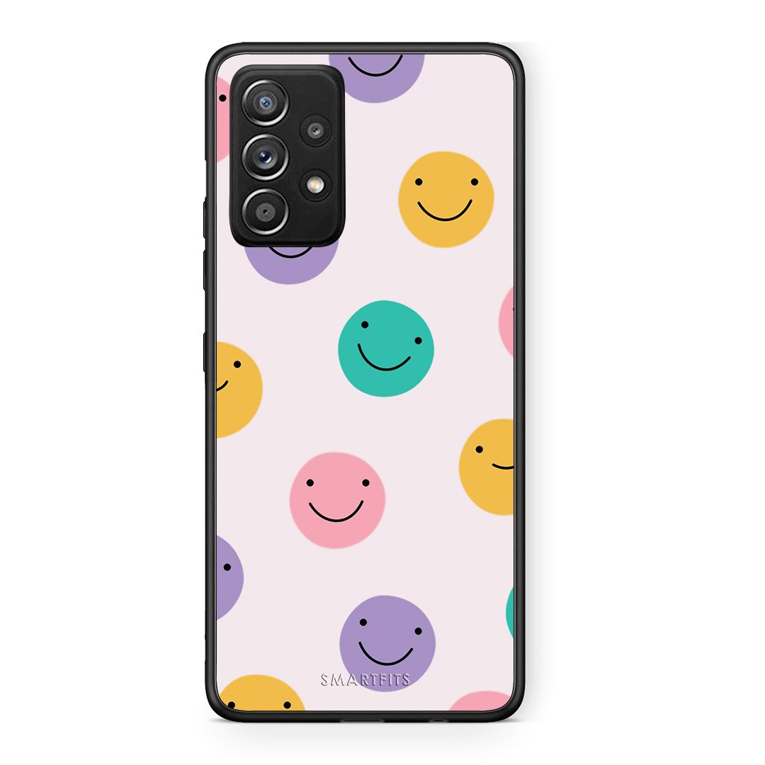 Samsung Galaxy A52 Smiley Faces θήκη από τη Smartfits με σχέδιο στο πίσω μέρος και μαύρο περίβλημα | Smartphone case with colorful back and black bezels by Smartfits