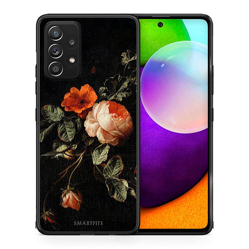 Θήκη Samsung Galaxy A52 Vintage Roses από τη Smartfits με σχέδιο στο πίσω μέρος και μαύρο περίβλημα | Samsung Galaxy A52 Vintage Roses case with colorful back and black bezels