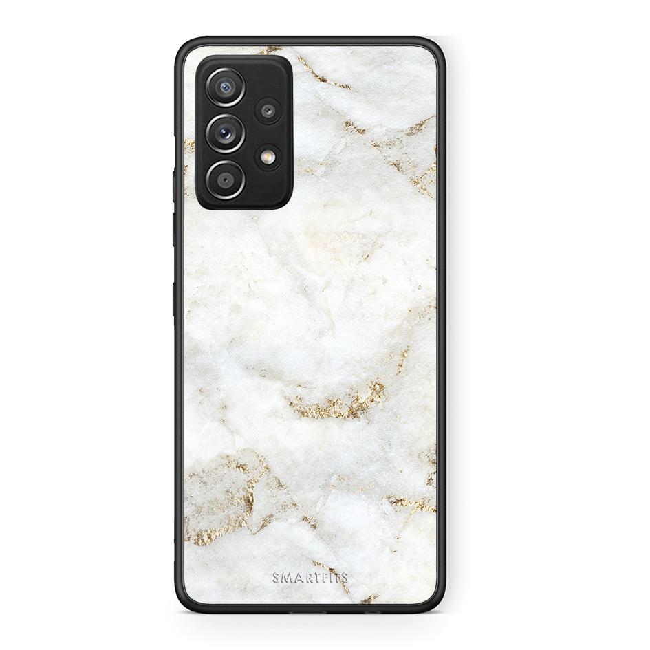 Samsung Galaxy A52 White Gold Marble θήκη από τη Smartfits με σχέδιο στο πίσω μέρος και μαύρο περίβλημα | Smartphone case with colorful back and black bezels by Smartfits