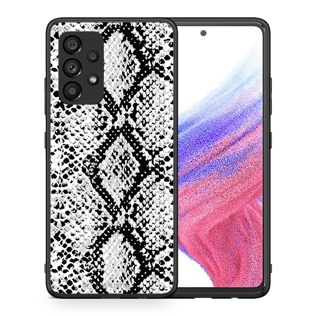 Θήκη Samsung A53 5G White Snake Animal από τη Smartfits με σχέδιο στο πίσω μέρος και μαύρο περίβλημα | Samsung A53 5G White Snake Animal case with colorful back and black bezels