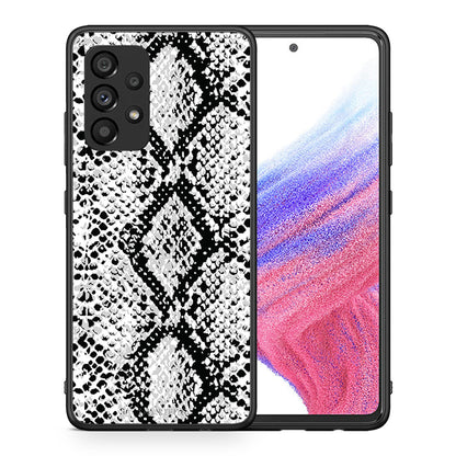 Θήκη Samsung A53 5G White Snake Animal από τη Smartfits με σχέδιο στο πίσω μέρος και μαύρο περίβλημα | Samsung A53 5G White Snake Animal case with colorful back and black bezels