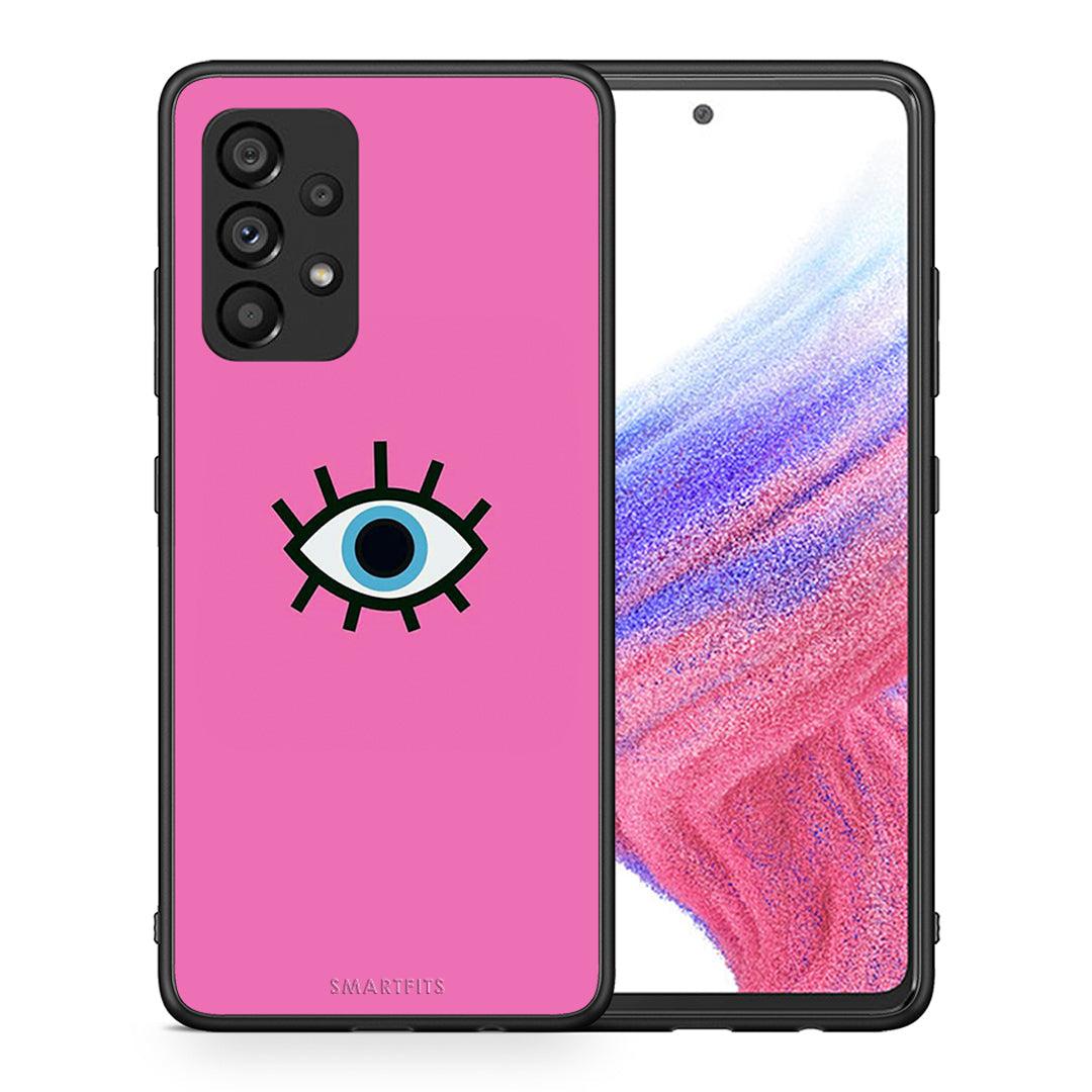 Θήκη Samsung A53 5G Blue Eye Pink από τη Smartfits με σχέδιο στο πίσω μέρος και μαύρο περίβλημα | Samsung A53 5G Blue Eye Pink case with colorful back and black bezels