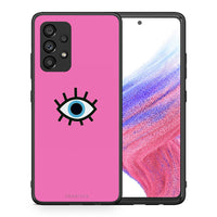 Thumbnail for Θήκη Samsung A53 5G Blue Eye Pink από τη Smartfits με σχέδιο στο πίσω μέρος και μαύρο περίβλημα | Samsung A53 5G Blue Eye Pink case with colorful back and black bezels