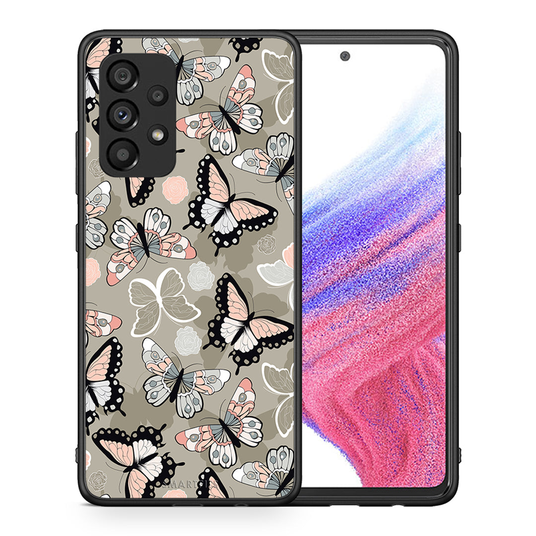 Θήκη Samsung A53 5G Butterflies Boho από τη Smartfits με σχέδιο στο πίσω μέρος και μαύρο περίβλημα | Samsung A53 5G Butterflies Boho case with colorful back and black bezels