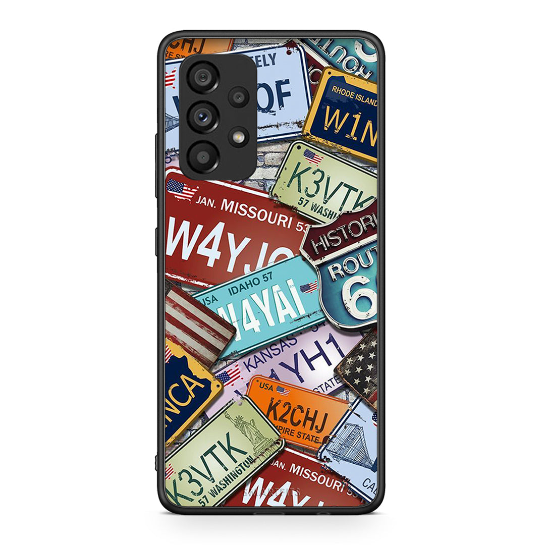 Samsung A53 5G Car Plates θήκη από τη Smartfits με σχέδιο στο πίσω μέρος και μαύρο περίβλημα | Smartphone case with colorful back and black bezels by Smartfits