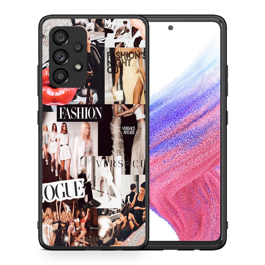 Θήκη Αγίου Βαλεντίνου Samsung A53 5G Collage Fashion από τη Smartfits με σχέδιο στο πίσω μέρος και μαύρο περίβλημα | Samsung A53 5G Collage Fashion case with colorful back and black bezels
