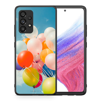 Θήκη Samsung A53 5G Colorful Balloons από τη Smartfits με σχέδιο στο πίσω μέρος και μαύρο περίβλημα | Samsung A53 5G Colorful Balloons case with colorful back and black bezels