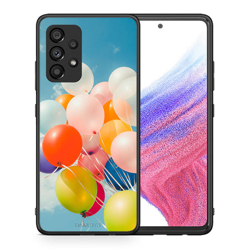 Θήκη Samsung A53 5G Colorful Balloons από τη Smartfits με σχέδιο στο πίσω μέρος και μαύρο περίβλημα | Samsung A53 5G Colorful Balloons case with colorful back and black bezels