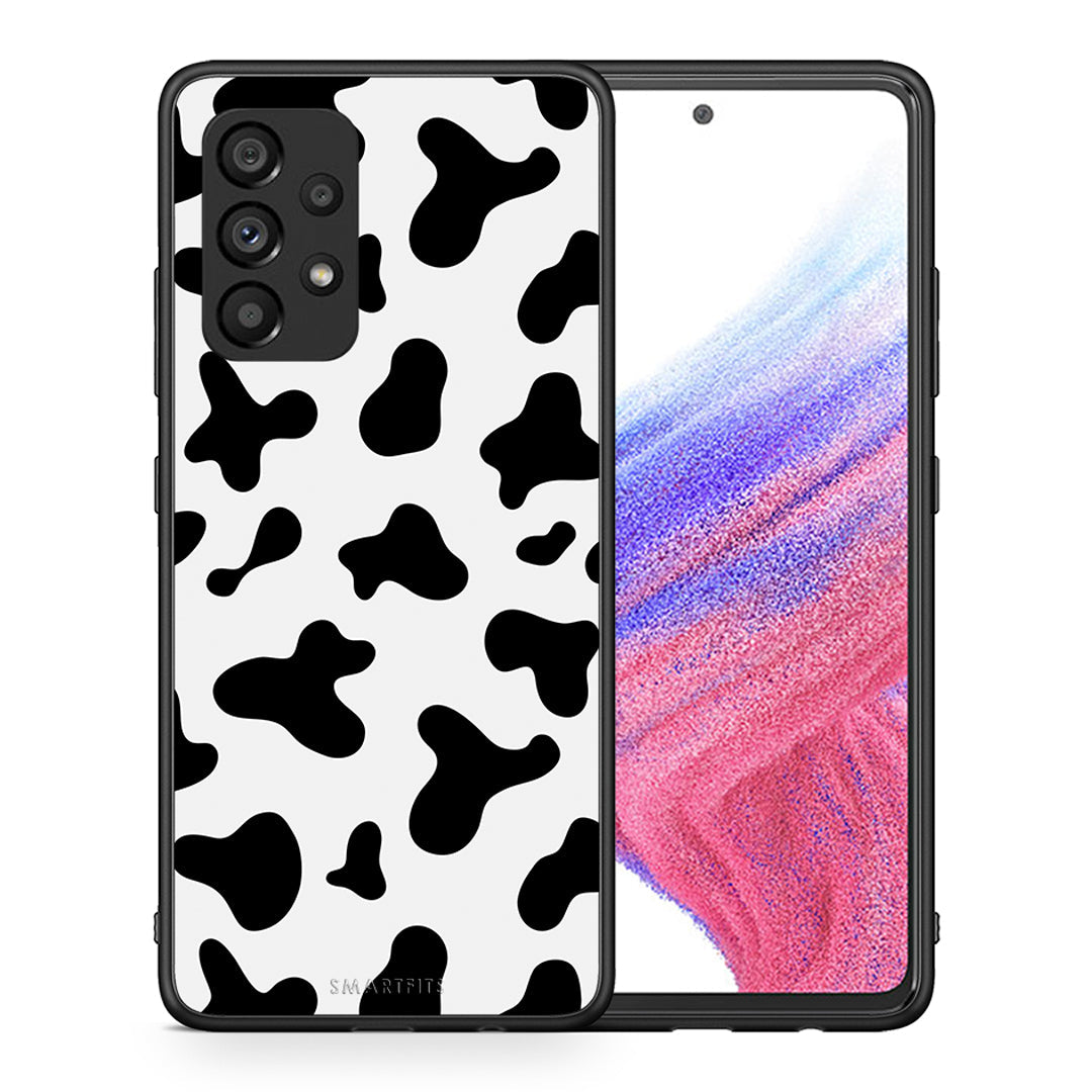 Θήκη Samsung A53 5G Cow Print από τη Smartfits με σχέδιο στο πίσω μέρος και μαύρο περίβλημα | Samsung A53 5G Cow Print case with colorful back and black bezels