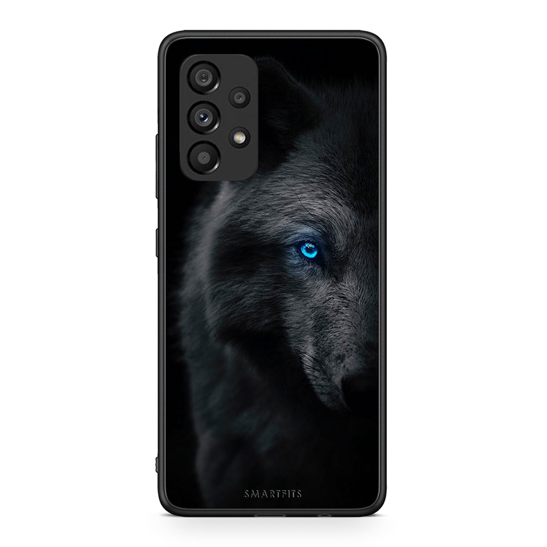 Samsung A53 5G Dark Wolf θήκη από τη Smartfits με σχέδιο στο πίσω μέρος και μαύρο περίβλημα | Smartphone case with colorful back and black bezels by Smartfits