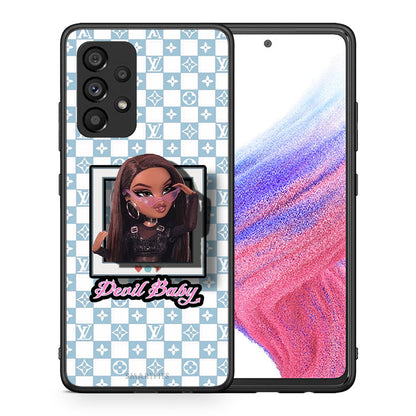 Θήκη Αγίου Βαλεντίνου Samsung A53 5G Devil Baby από τη Smartfits με σχέδιο στο πίσω μέρος και μαύρο περίβλημα | Samsung A53 5G Devil Baby case with colorful back and black bezels