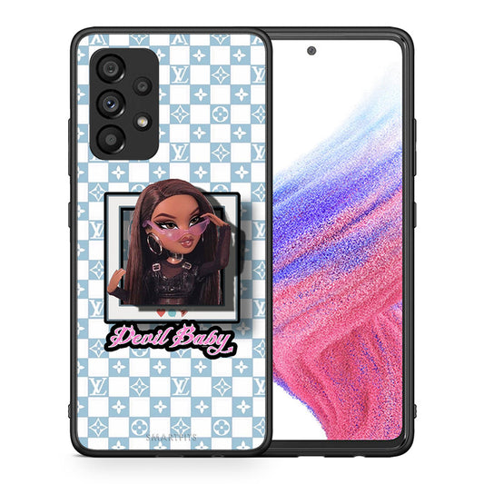 Θήκη Αγίου Βαλεντίνου Samsung A53 5G Devil Baby από τη Smartfits με σχέδιο στο πίσω μέρος και μαύρο περίβλημα | Samsung A53 5G Devil Baby case with colorful back and black bezels