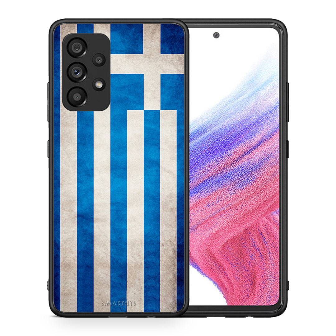 Θήκη Samsung A53 5G Greek Flag από τη Smartfits με σχέδιο στο πίσω μέρος και μαύρο περίβλημα | Samsung A53 5G Greek Flag case with colorful back and black bezels