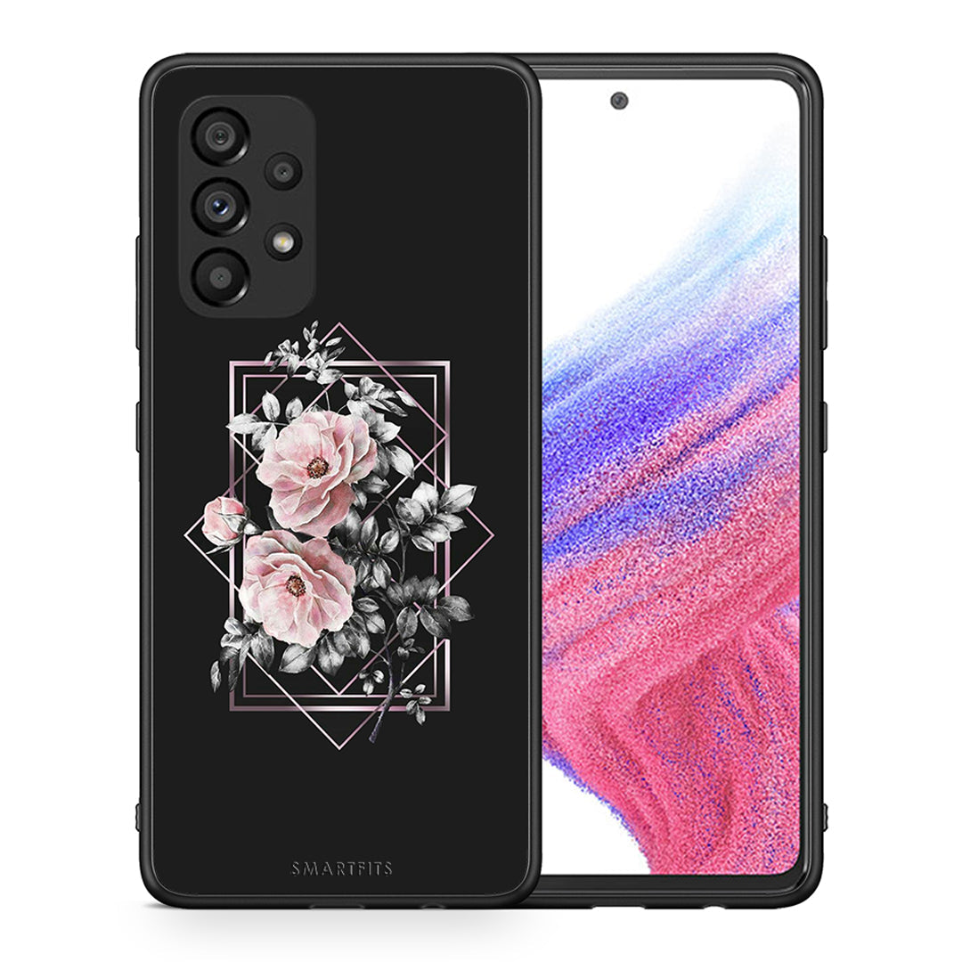 Θήκη Samsung A53 5G Frame Flower από τη Smartfits με σχέδιο στο πίσω μέρος και μαύρο περίβλημα | Samsung A53 5G Frame Flower case with colorful back and black bezels