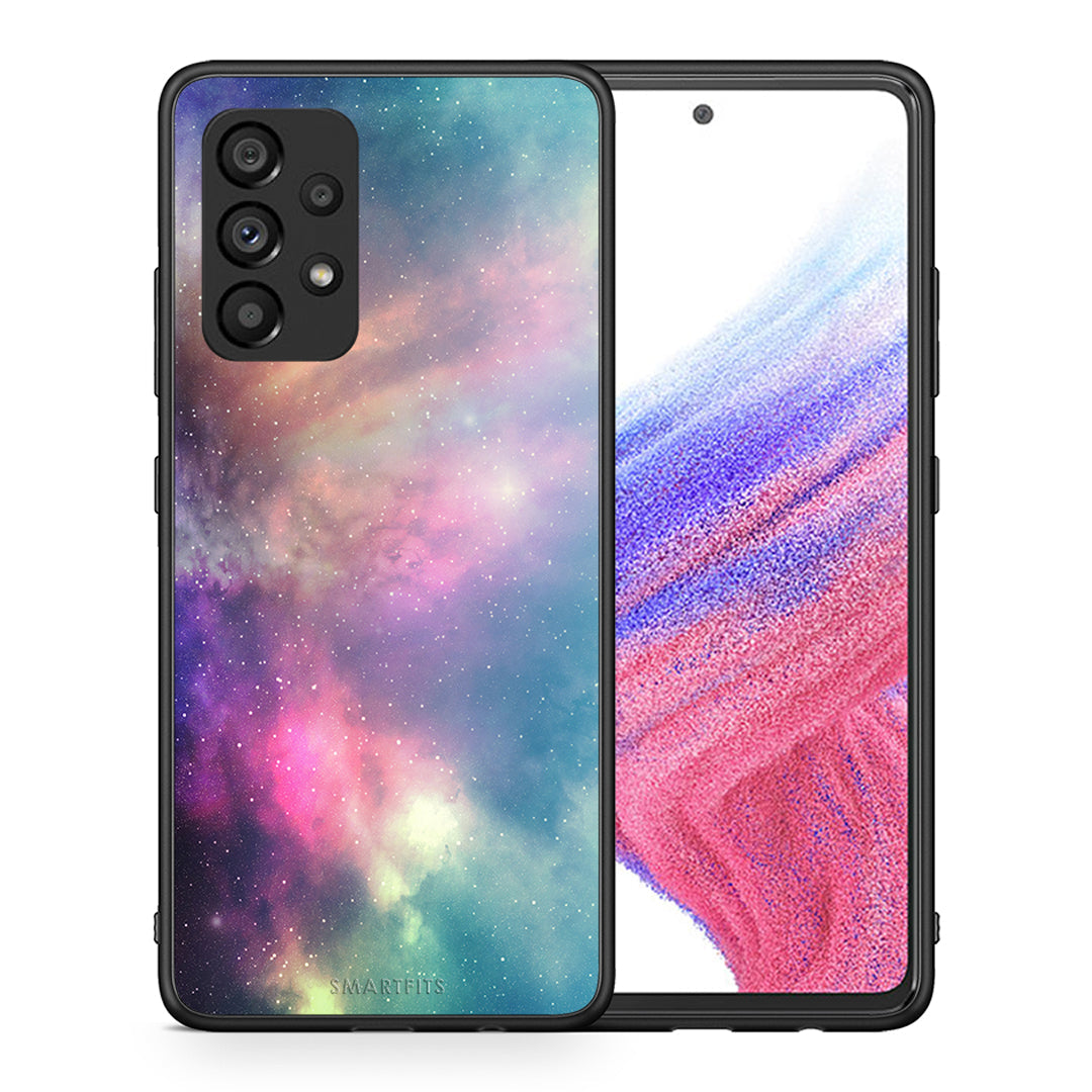 Θήκη Samsung A53 5G Rainbow Galaxy από τη Smartfits με σχέδιο στο πίσω μέρος και μαύρο περίβλημα | Samsung A53 5G Rainbow Galaxy case with colorful back and black bezels