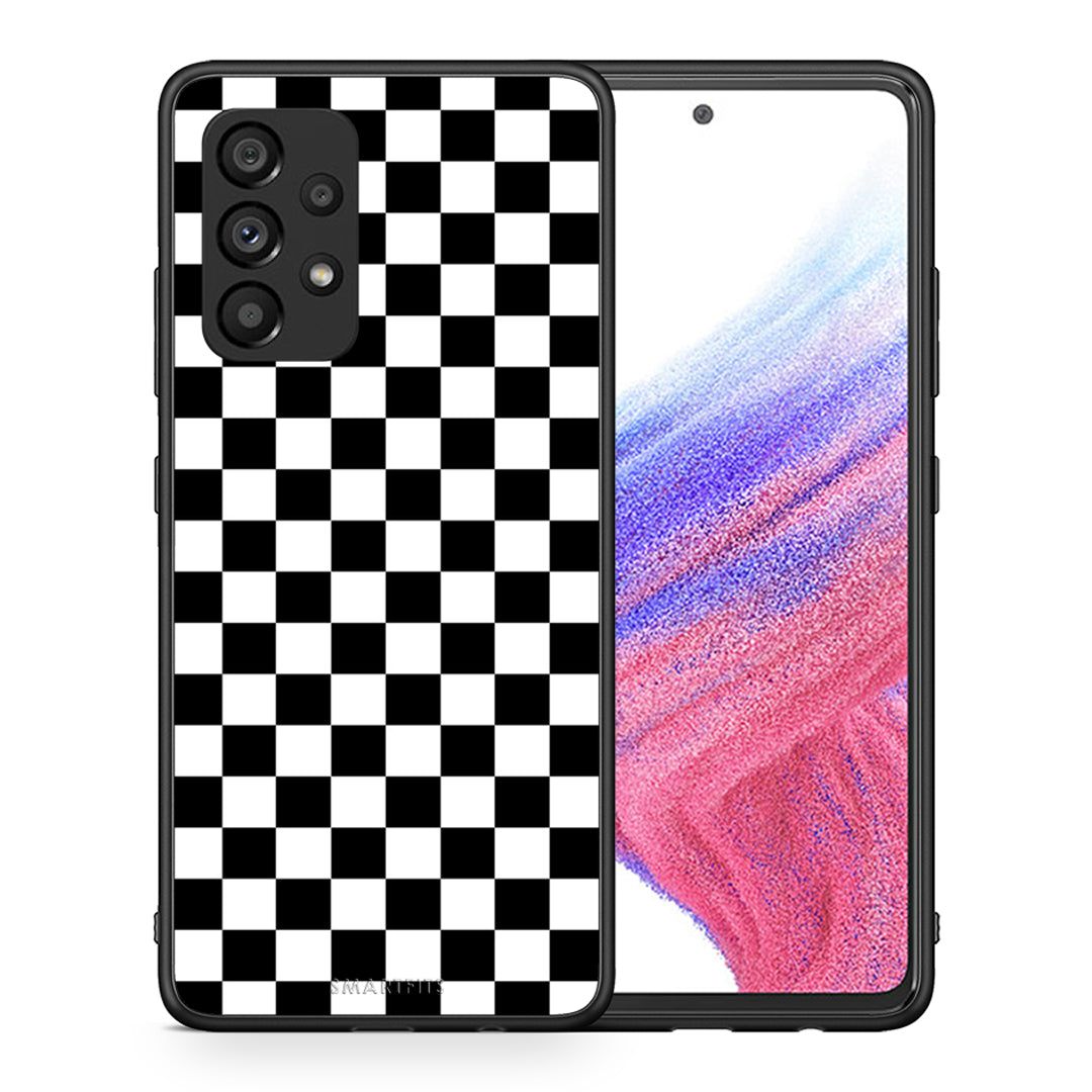 Θήκη Samsung A53 5G Squares Geometric από τη Smartfits με σχέδιο στο πίσω μέρος και μαύρο περίβλημα | Samsung A53 5G Squares Geometric case with colorful back and black bezels