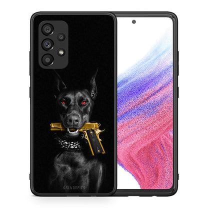 Θήκη Αγίου Βαλεντίνου Samsung A53 5G Golden Gun από τη Smartfits με σχέδιο στο πίσω μέρος και μαύρο περίβλημα | Samsung A53 5G Golden Gun case with colorful back and black bezels