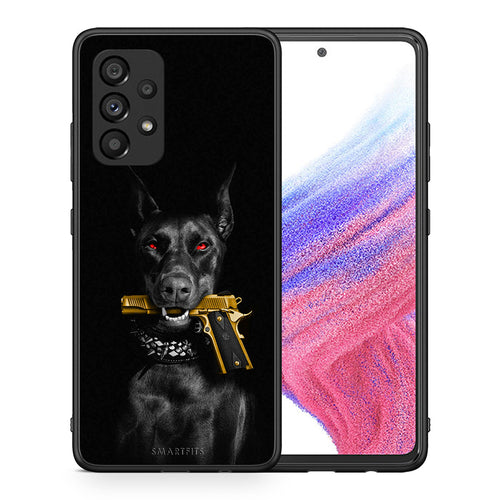 Θήκη Αγίου Βαλεντίνου Samsung A53 5G Golden Gun από τη Smartfits με σχέδιο στο πίσω μέρος και μαύρο περίβλημα | Samsung A53 5G Golden Gun case with colorful back and black bezels