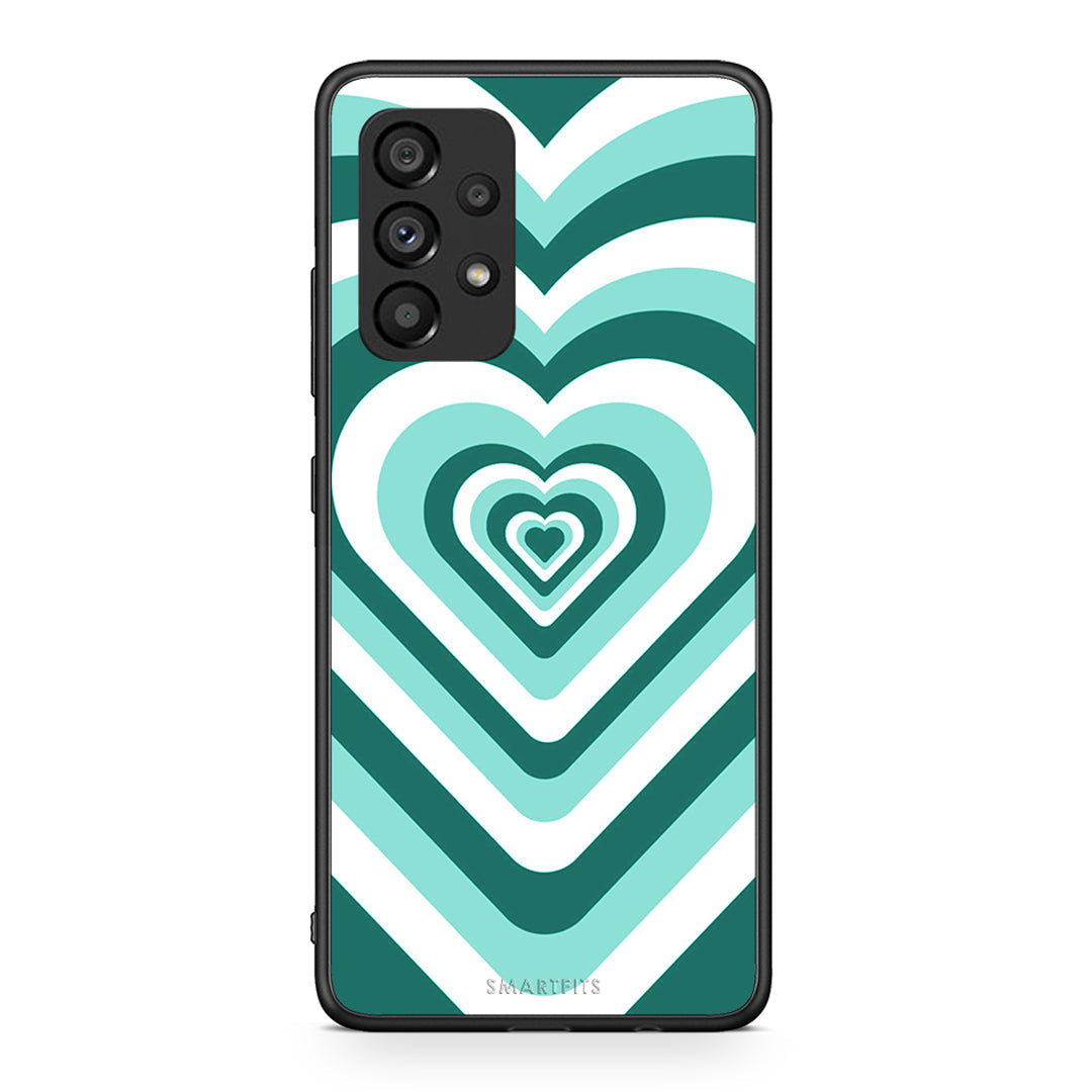 Samsung A53 5G Green Hearts θήκη από τη Smartfits με σχέδιο στο πίσω μέρος και μαύρο περίβλημα | Smartphone case with colorful back and black bezels by Smartfits