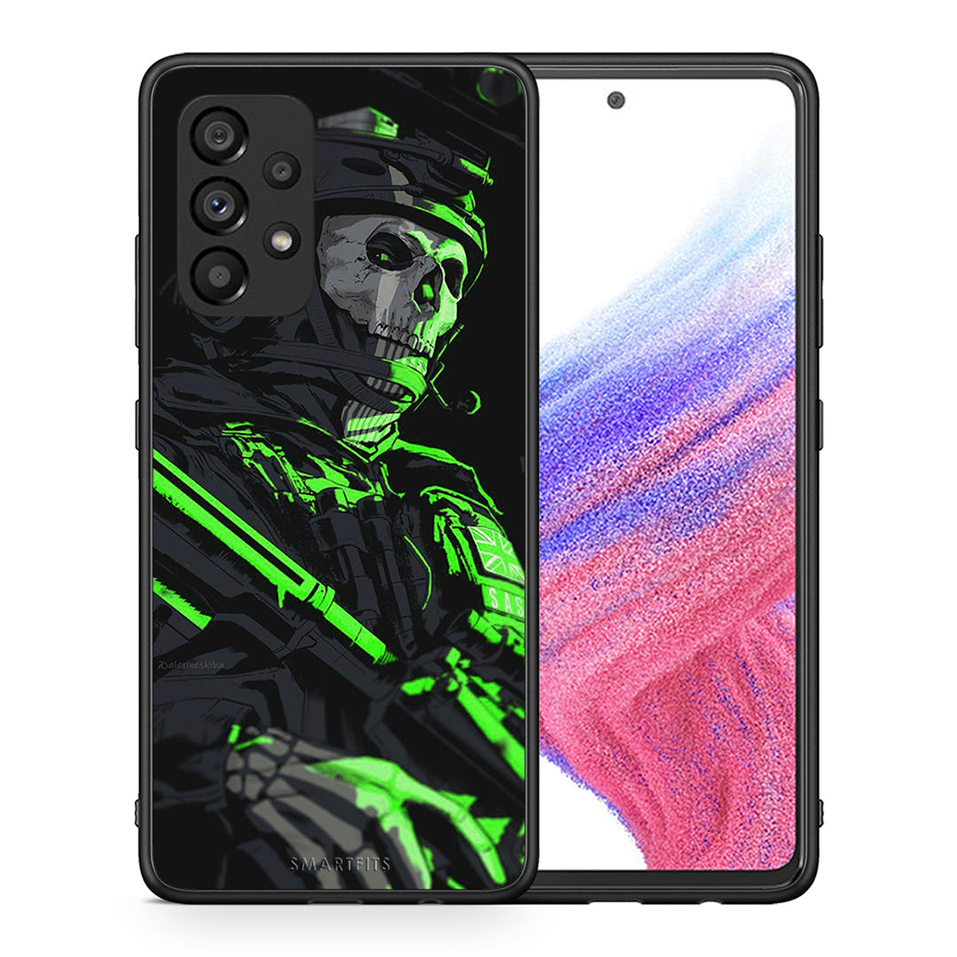 Θήκη Αγίου Βαλεντίνου Samsung A53 5G Green Soldier από τη Smartfits με σχέδιο στο πίσω μέρος και μαύρο περίβλημα | Samsung A53 5G Green Soldier case with colorful back and black bezels