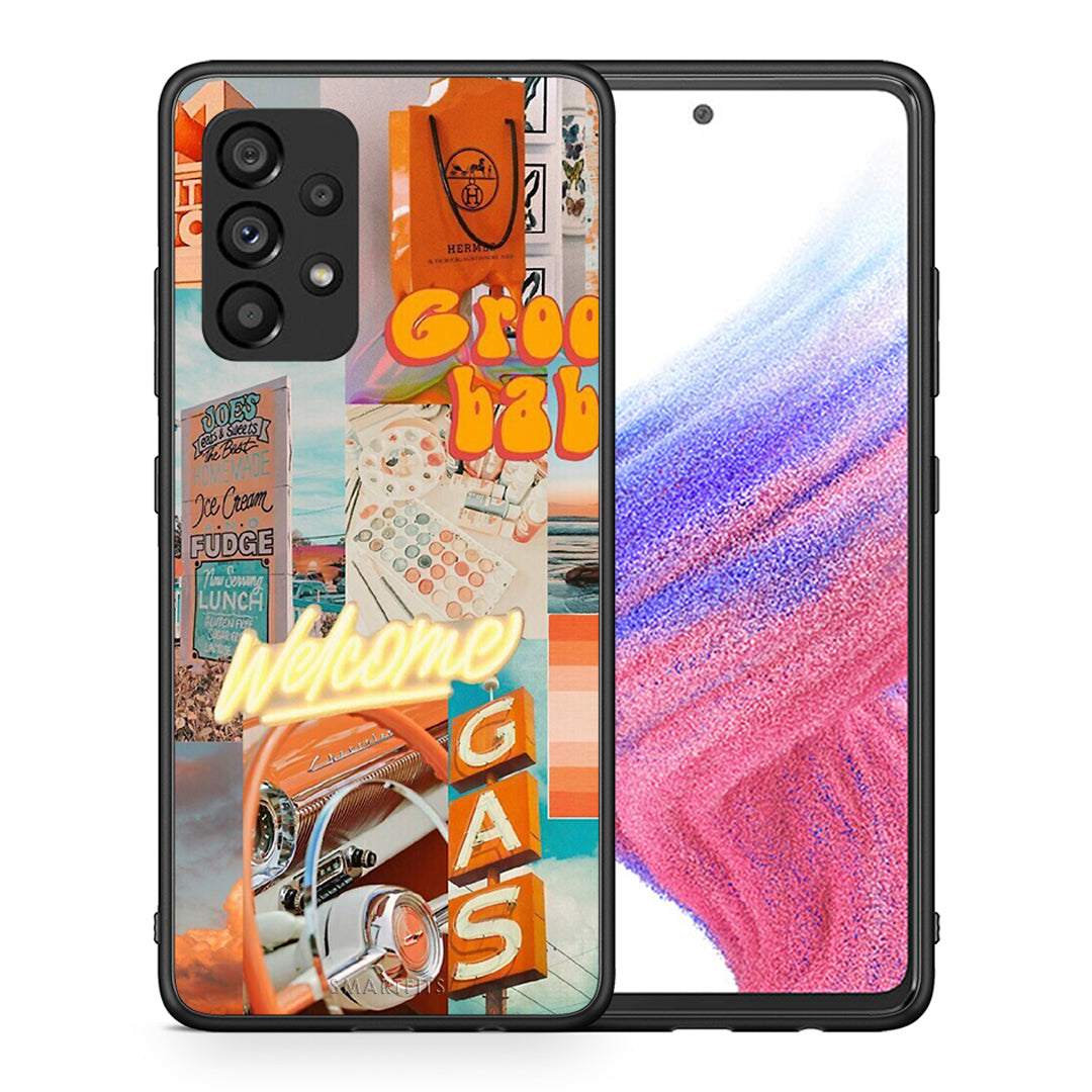 Θήκη Αγίου Βαλεντίνου Samsung A53 5G Groovy Babe από τη Smartfits με σχέδιο στο πίσω μέρος και μαύρο περίβλημα | Samsung A53 5G Groovy Babe case with colorful back and black bezels