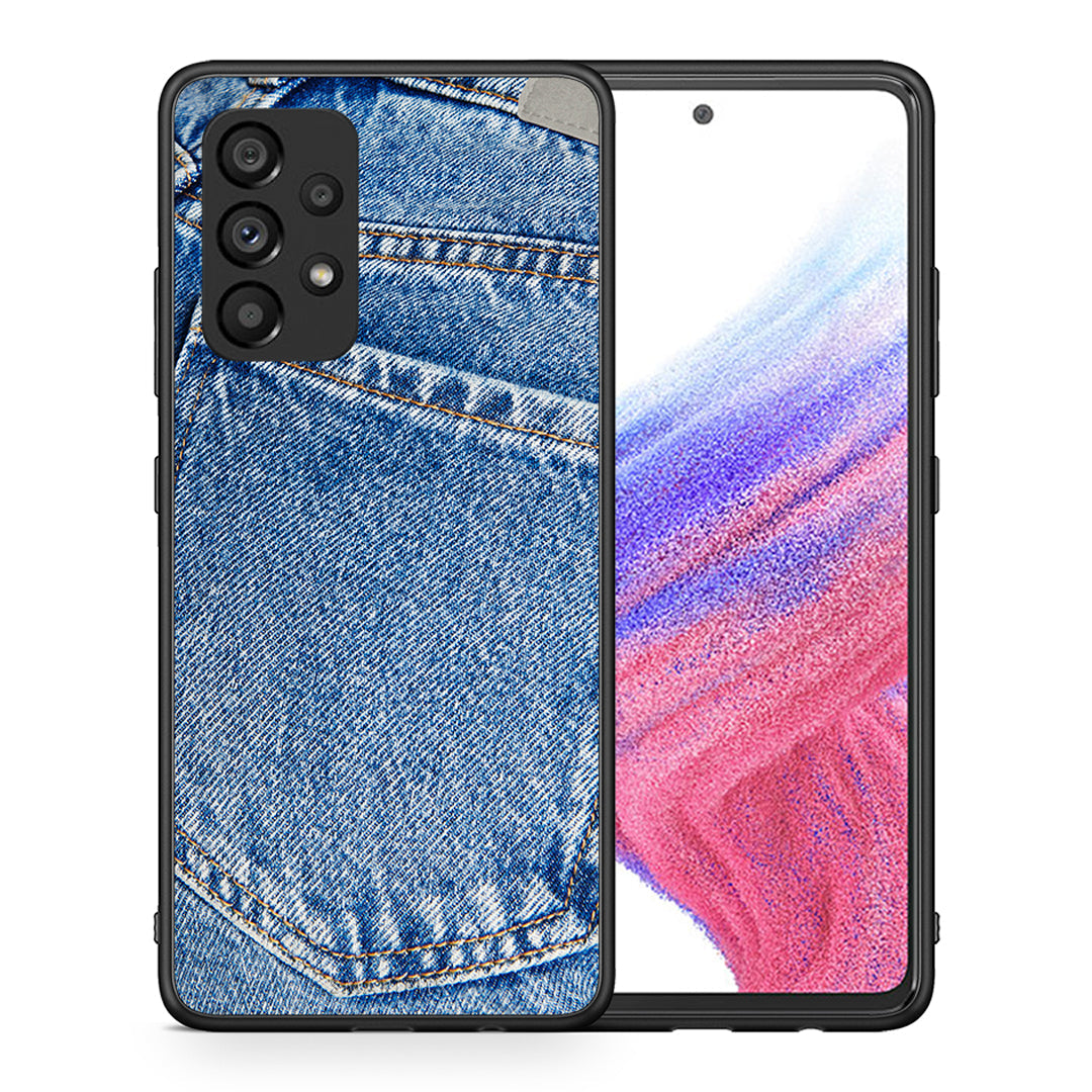 Θήκη Samsung A53 5G Jeans Pocket από τη Smartfits με σχέδιο στο πίσω μέρος και μαύρο περίβλημα | Samsung A53 5G Jeans Pocket case with colorful back and black bezels