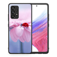 Thumbnail for Θήκη Samsung A53 5G Ladybug Flower από τη Smartfits με σχέδιο στο πίσω μέρος και μαύρο περίβλημα | Samsung A53 5G Ladybug Flower case with colorful back and black bezels